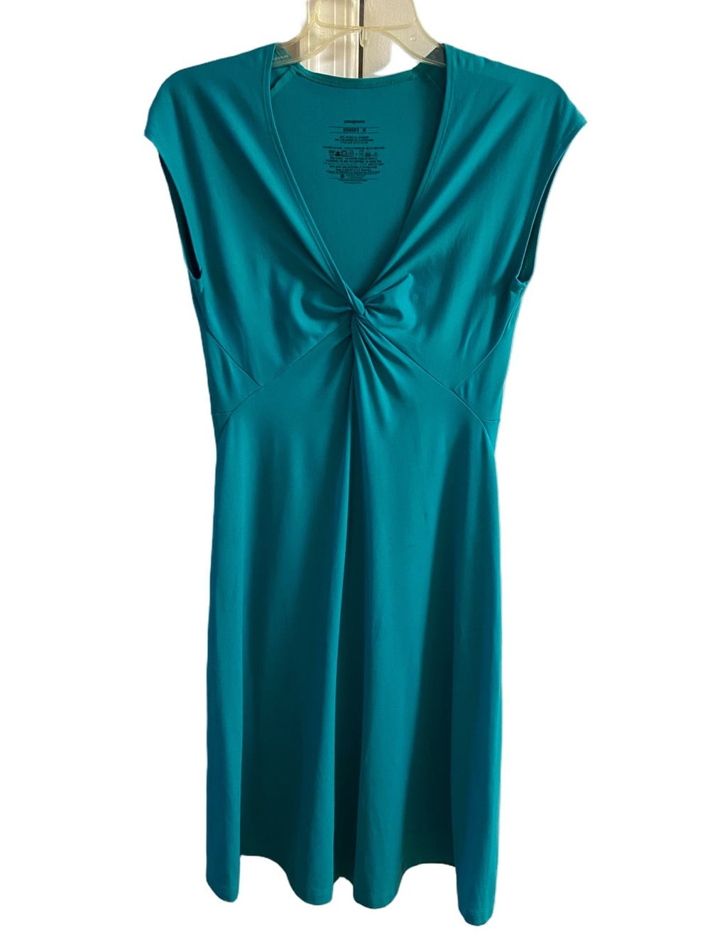 Patagonia Teal Twist-Front Cap Sleeve Mini Dress Medium